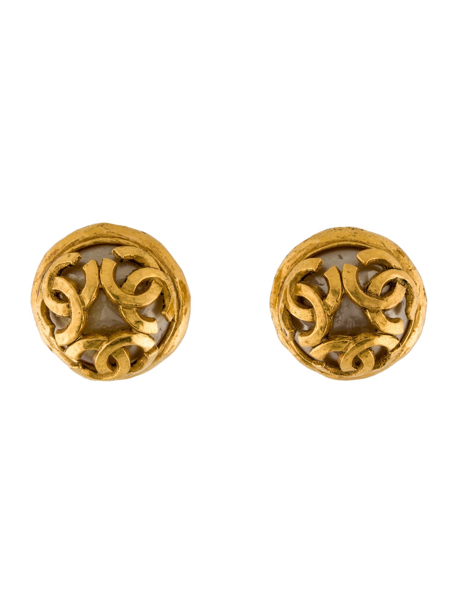 Chanel Vintage Faux Pearl CC Clip-On Earrings