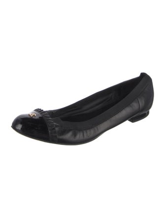 Chanel Interlocking CC Logo Leather Ballet Flats