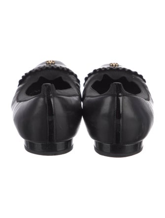 Chanel Interlocking CC Logo Leather Ballet Flats
