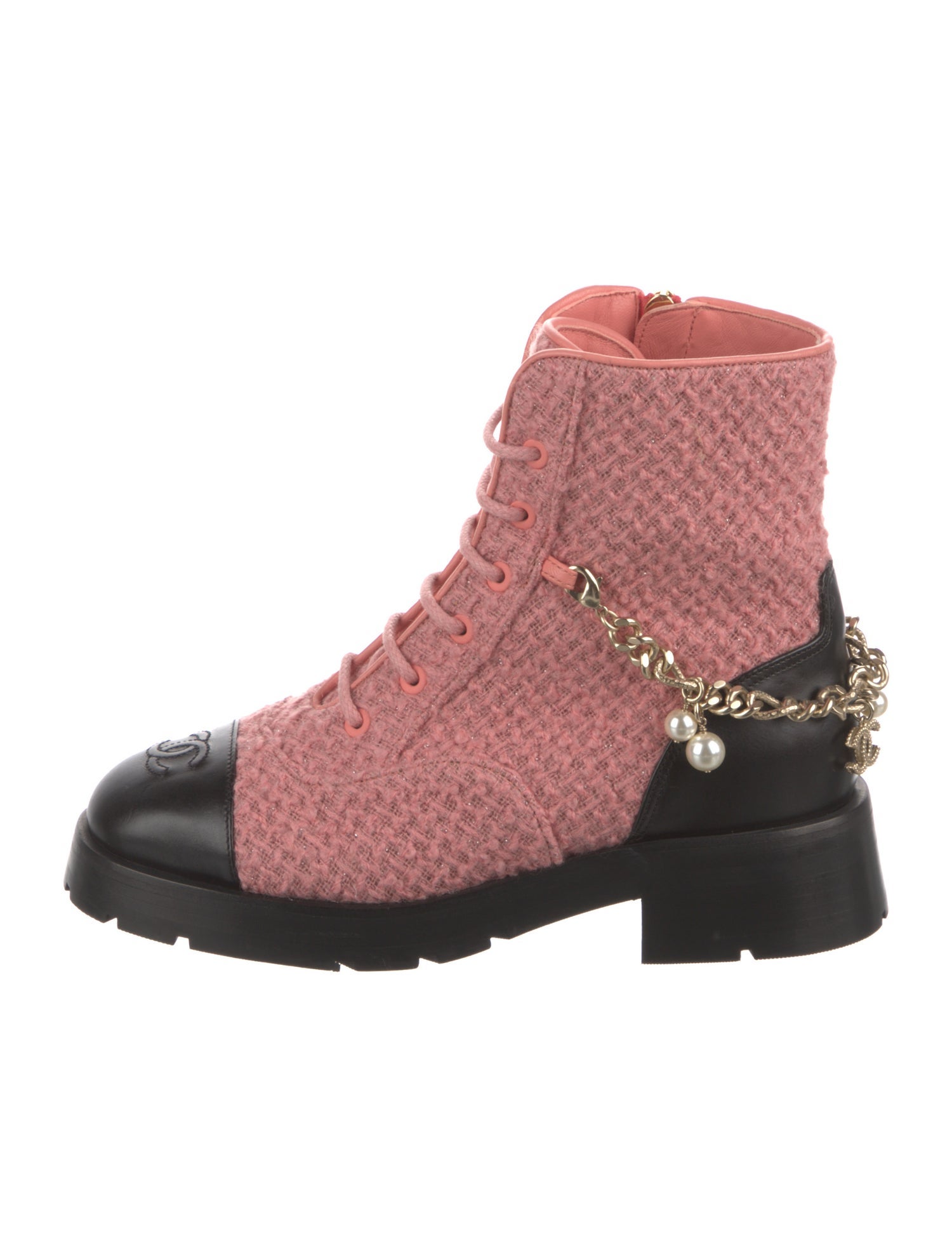 Chanel 2022 Tweed Combat Boots
