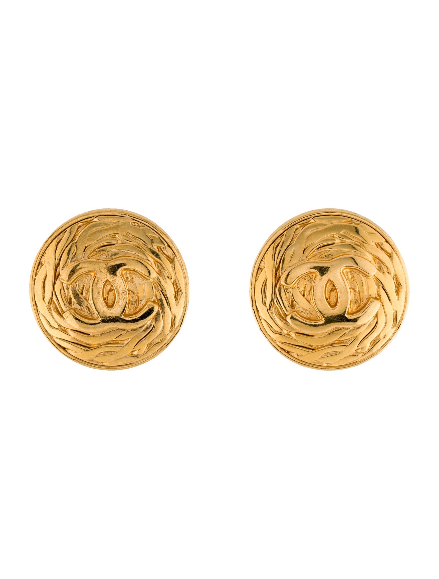 Chanel Vintage Floral CC Logo Clip-On Earrings