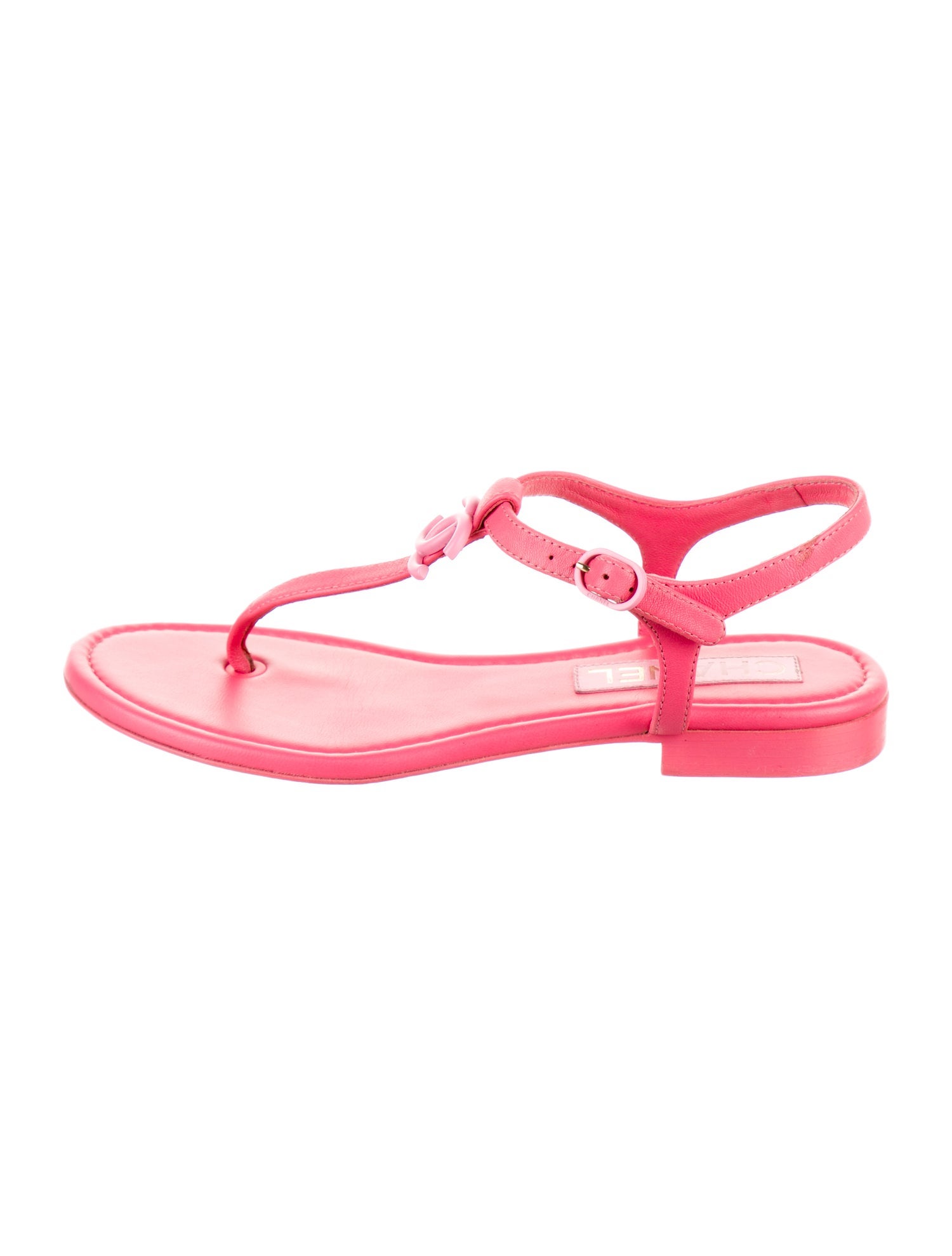 Chanel 2023 Interlocking CC Logo T-Strap Sandals