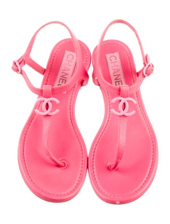 Chanel 2023 Interlocking CC Logo T-Strap Sandals