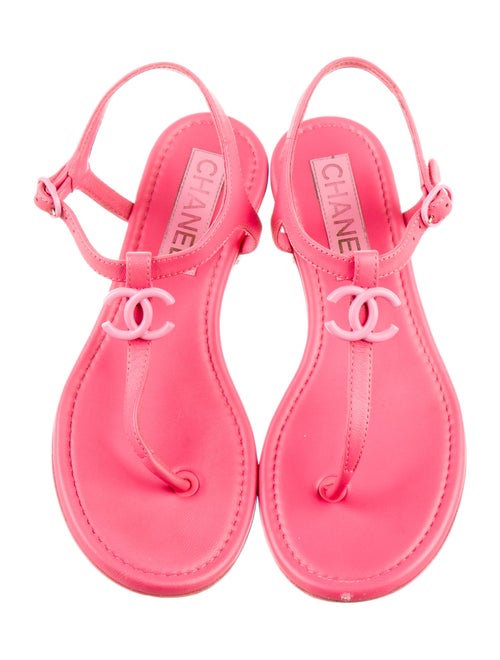 Chanel 2023 Interlocking CC Logo T-Strap Sandals