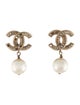 Chanel Faux Pearl CC Drop Earrings