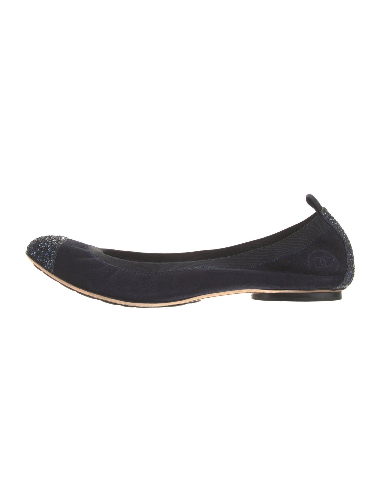 Chanel Suede Glitter Accents Ballet Flats