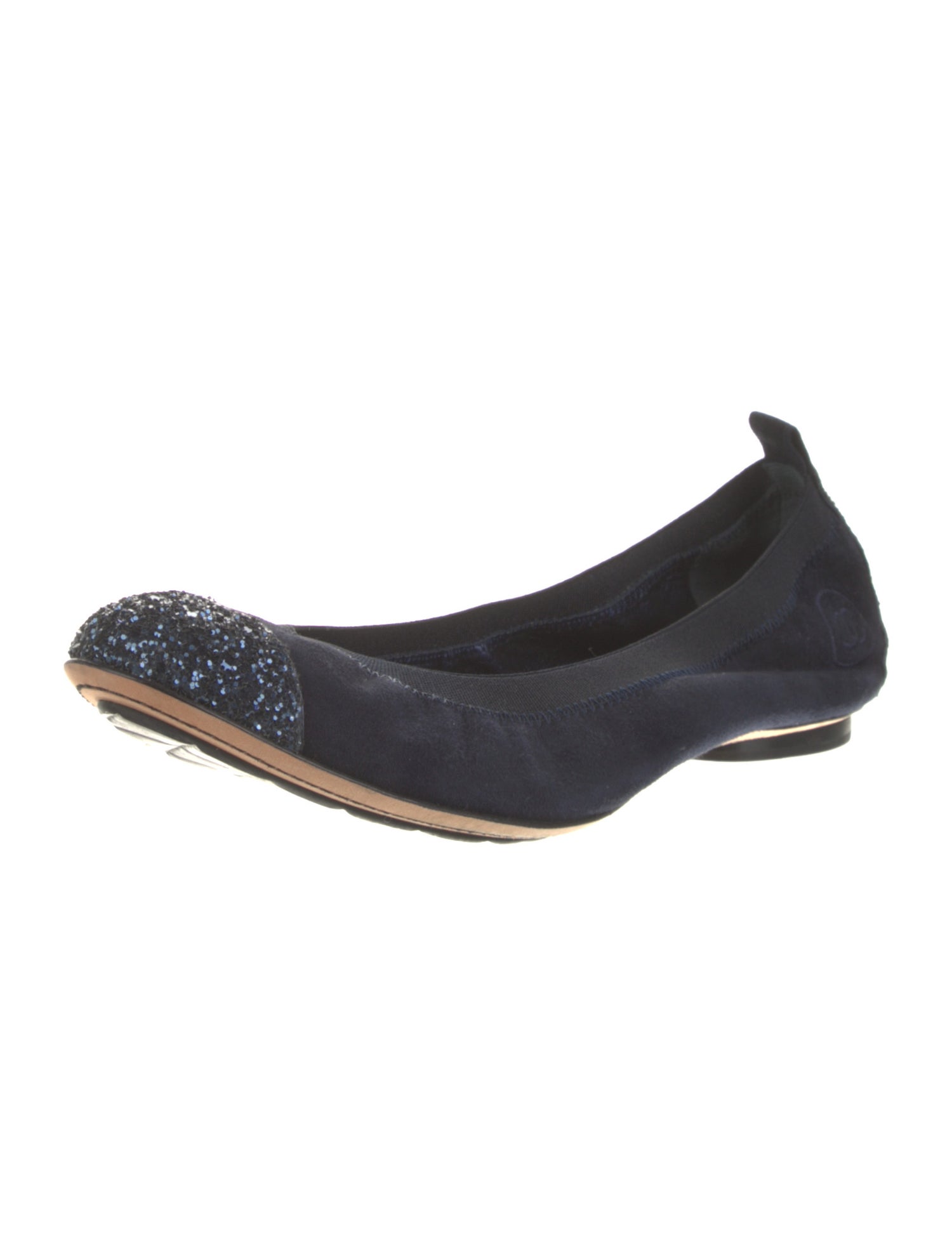 Chanel Suede Glitter Accents Ballet Flats