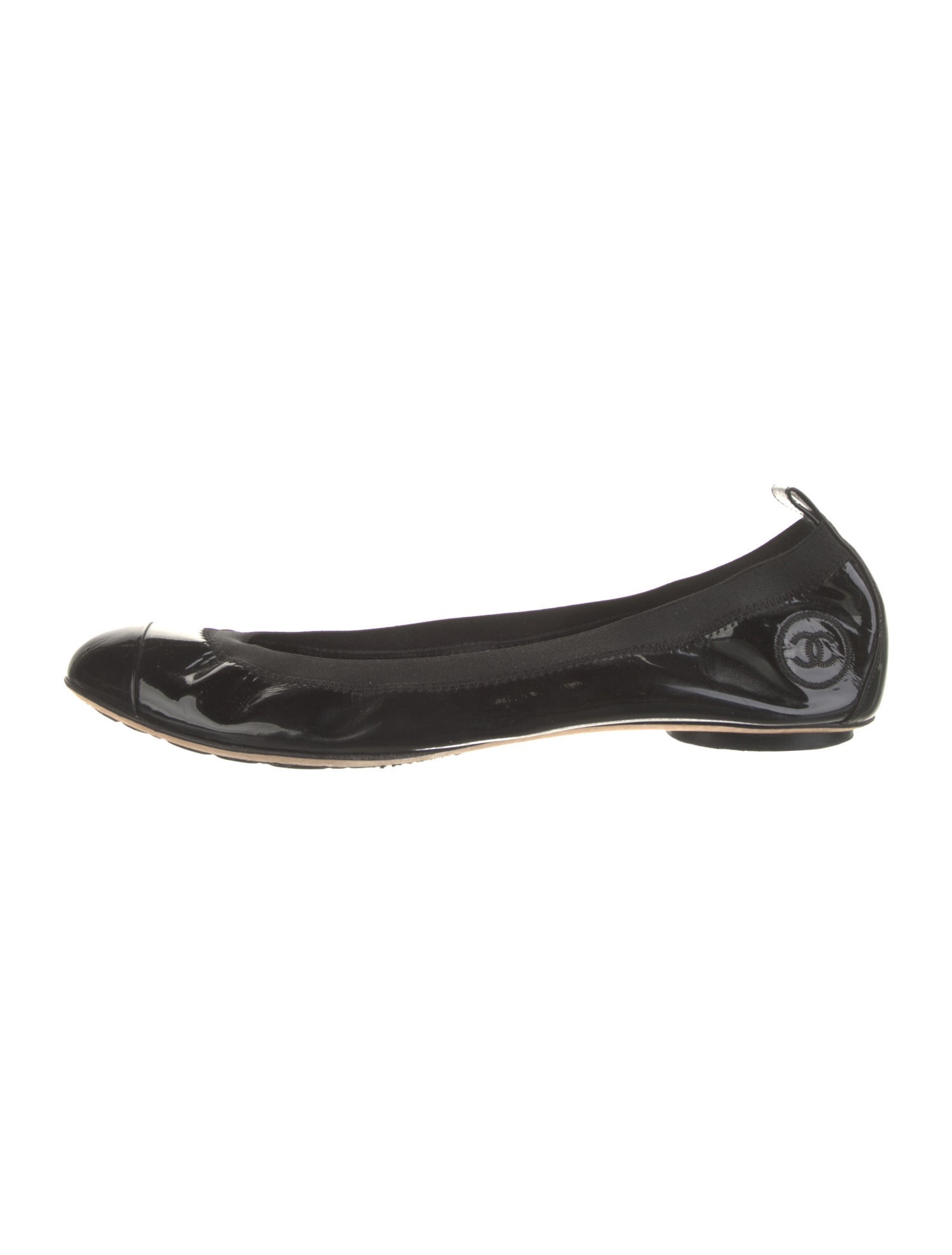 Chanel Interlocking CC Logo Patent Leather Ballet Flats