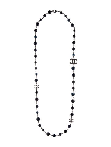 Chanel Bead Strand Resin CC Station Necklace