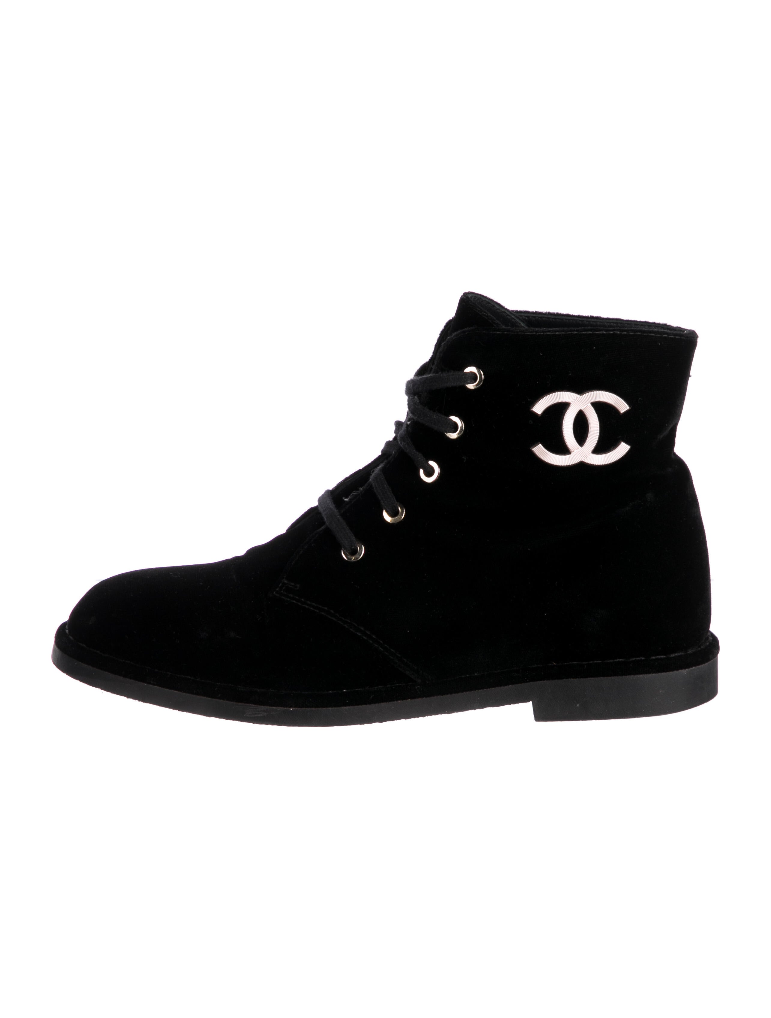 Chanel Velvet Combat Boots