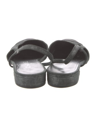 Chanel Interlocking CC Logo Suede Slingback Flats