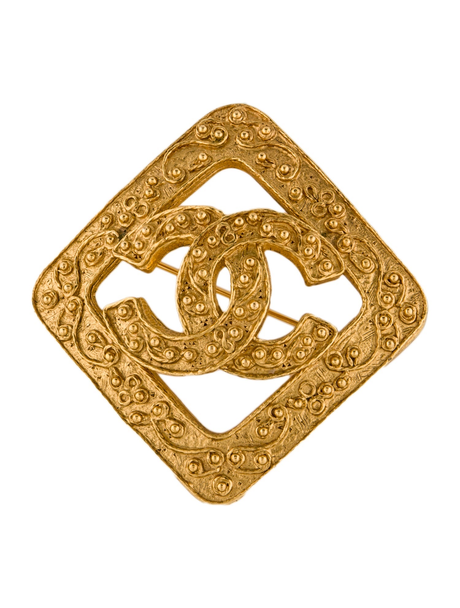 Chanel Vintage Textured CC Brooch