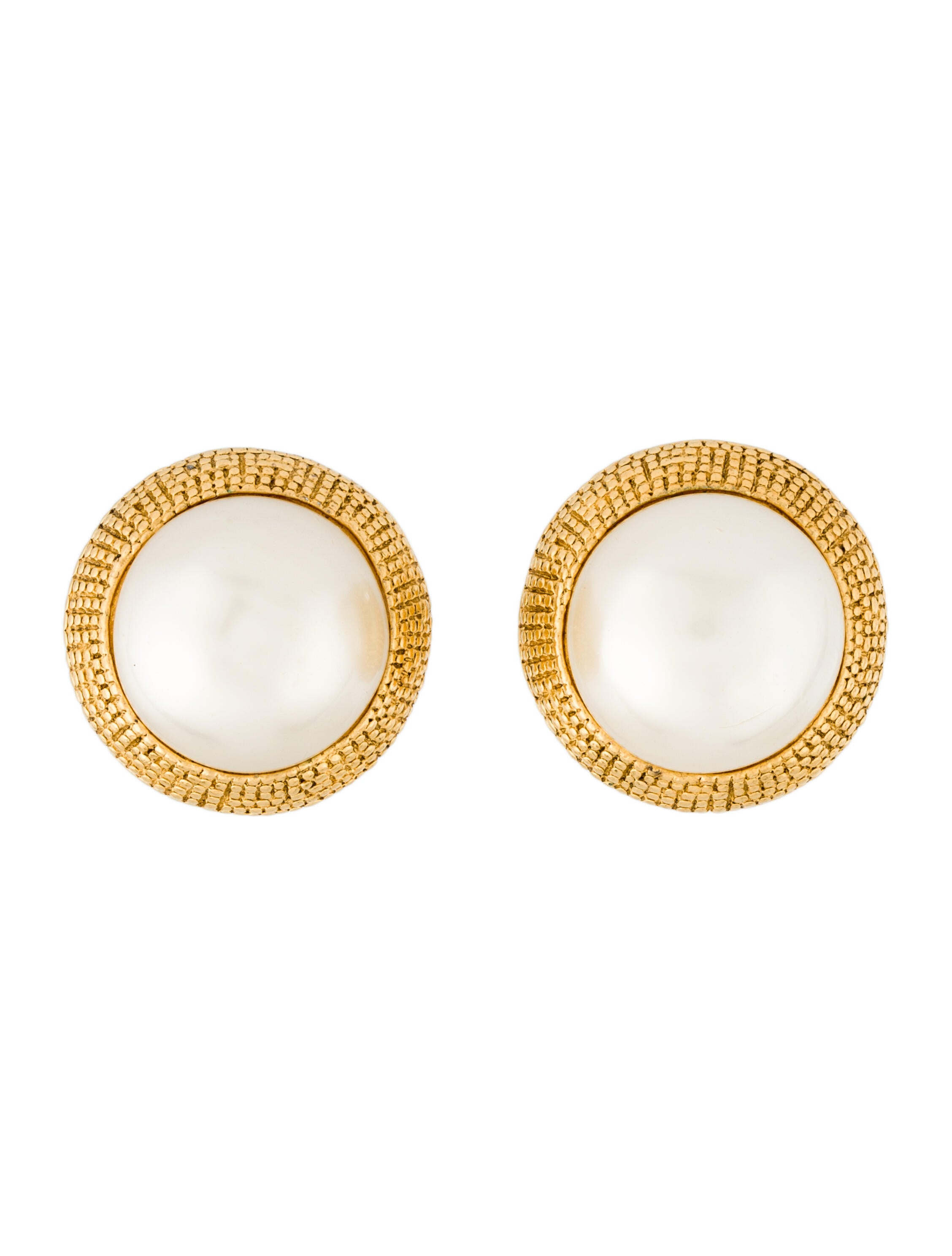 Chanel Vintage Faux Pearl Clip-On Earrings