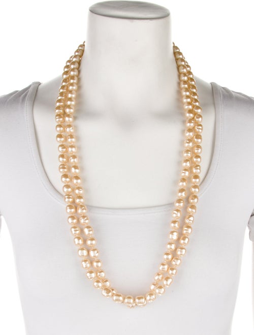 Chanel Vintage Faux Pearl Long Bead Strand Necklace