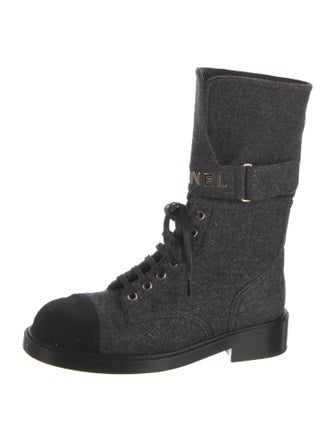 Chanel 2022 Interlocking CC Logo Combat Boots