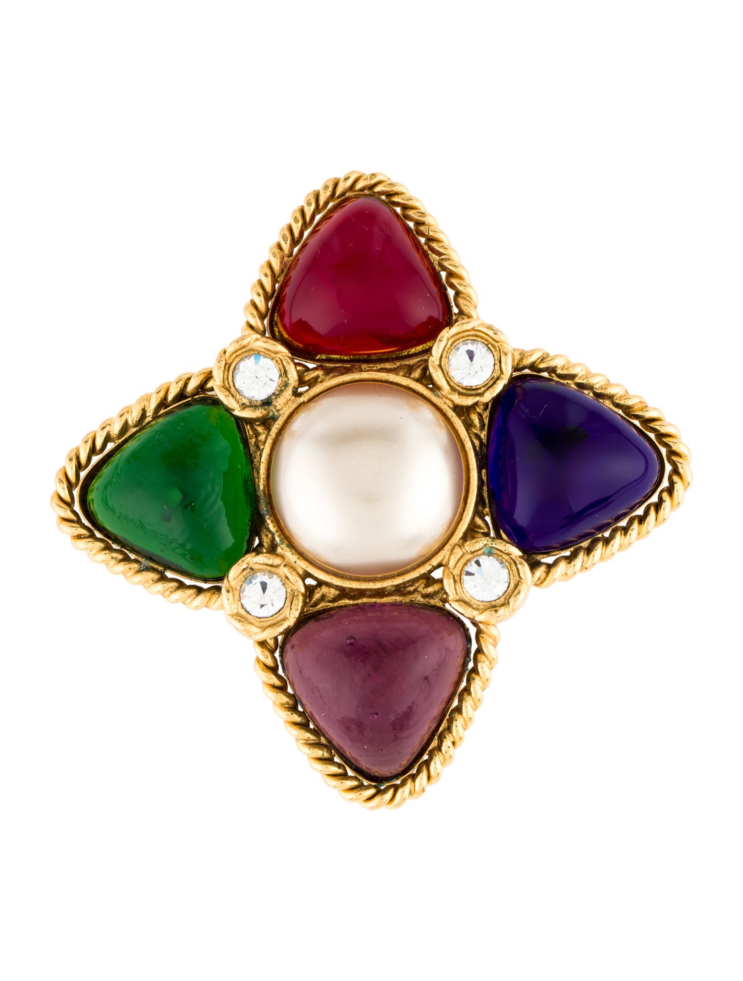 Chanel Vintage Faux Pearl, Gripoix & Strass Brooch