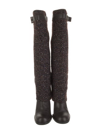 Chanel Tweed Moto Boots