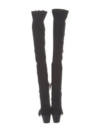 Chanel Interlocking CC Logo Suede Boots