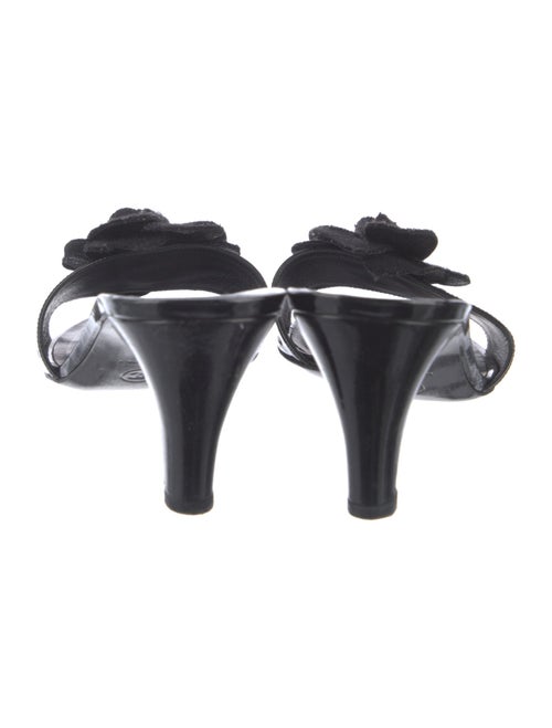 Chanel Camellia Accent Patent Leather Slides