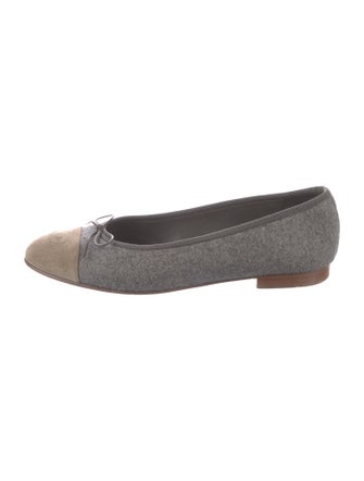 Chanel Interlocking CC Logo Wool Ballet Flats