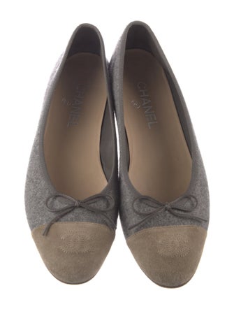 Chanel Interlocking CC Logo Wool Ballet Flats