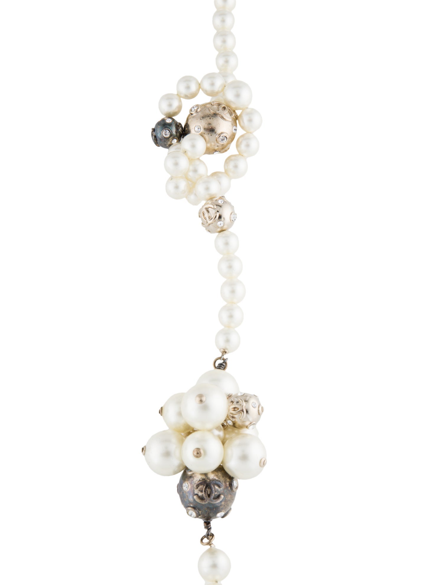 Chanel Faux Pearl & Strass CC Station Necklace