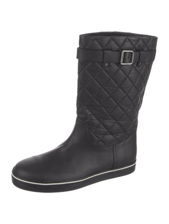 Chanel Interlocking CC Logo Leather Rain Boots