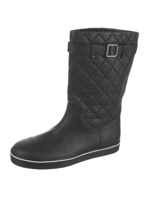 Chanel Interlocking CC Logo Leather Rain Boots