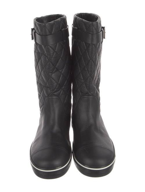 Chanel Interlocking CC Logo Leather Rain Boots