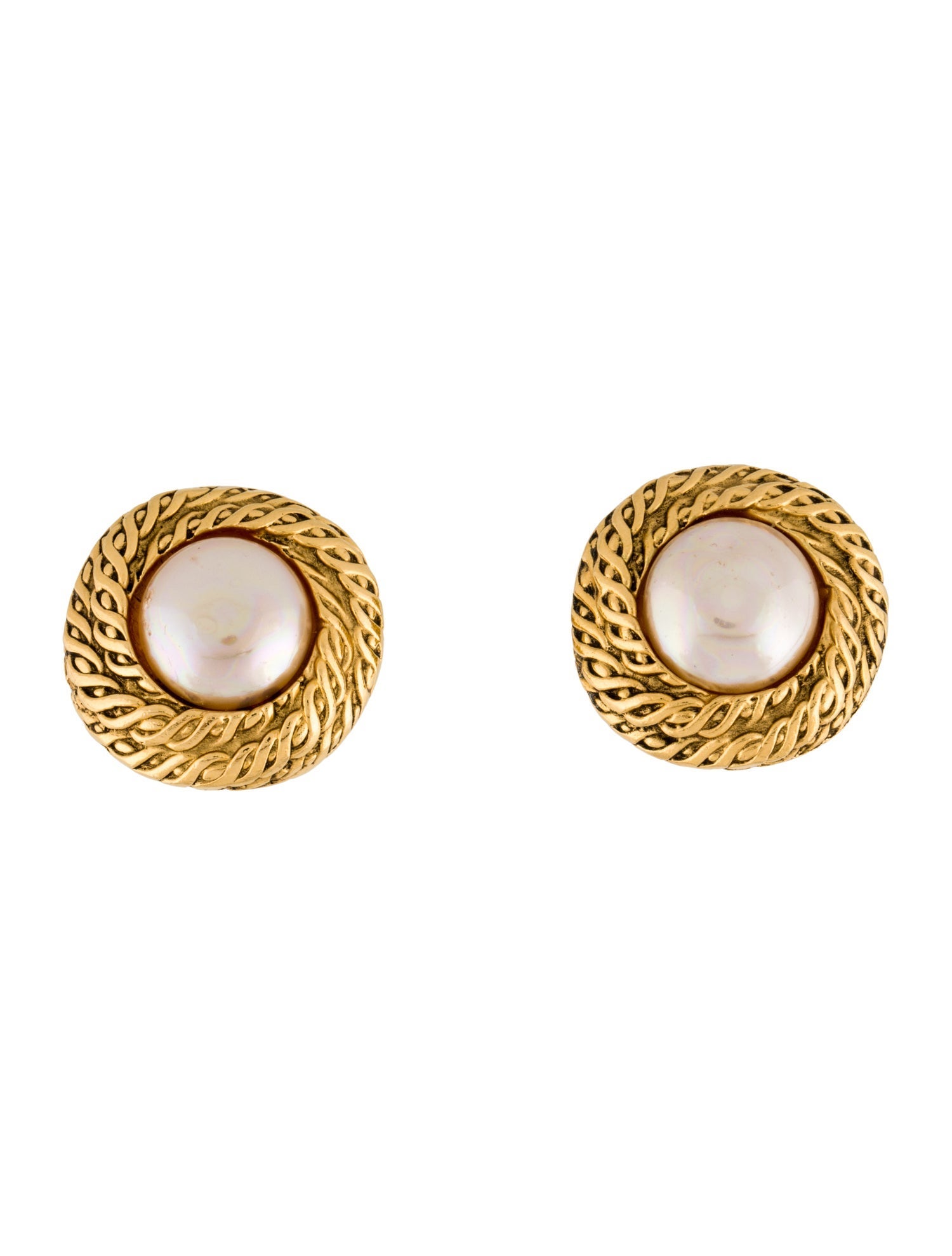 Chanel Vintage Faux Pearl Clip-On Earrings