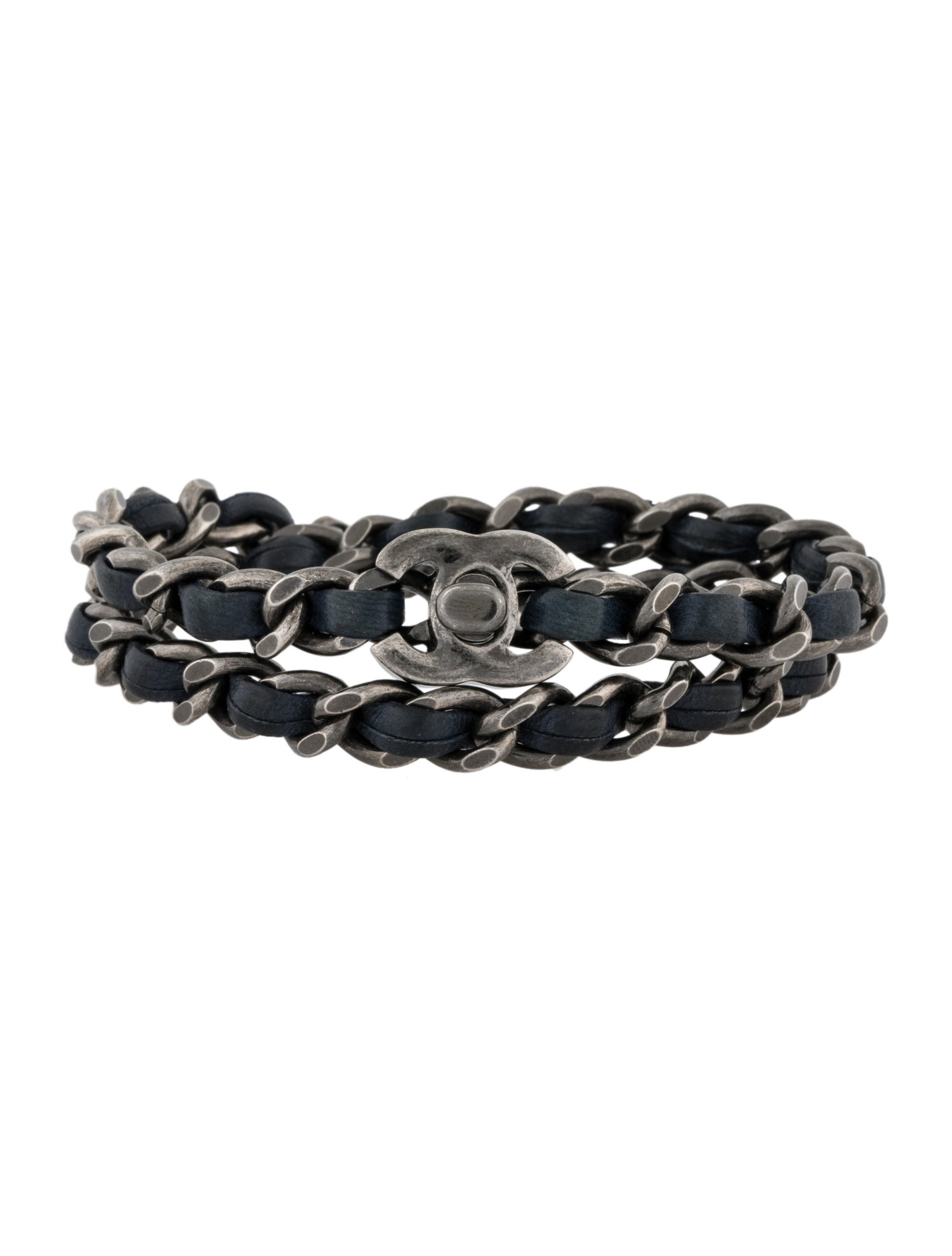 Chanel Leather CC Turnlock Wrap Bracelet