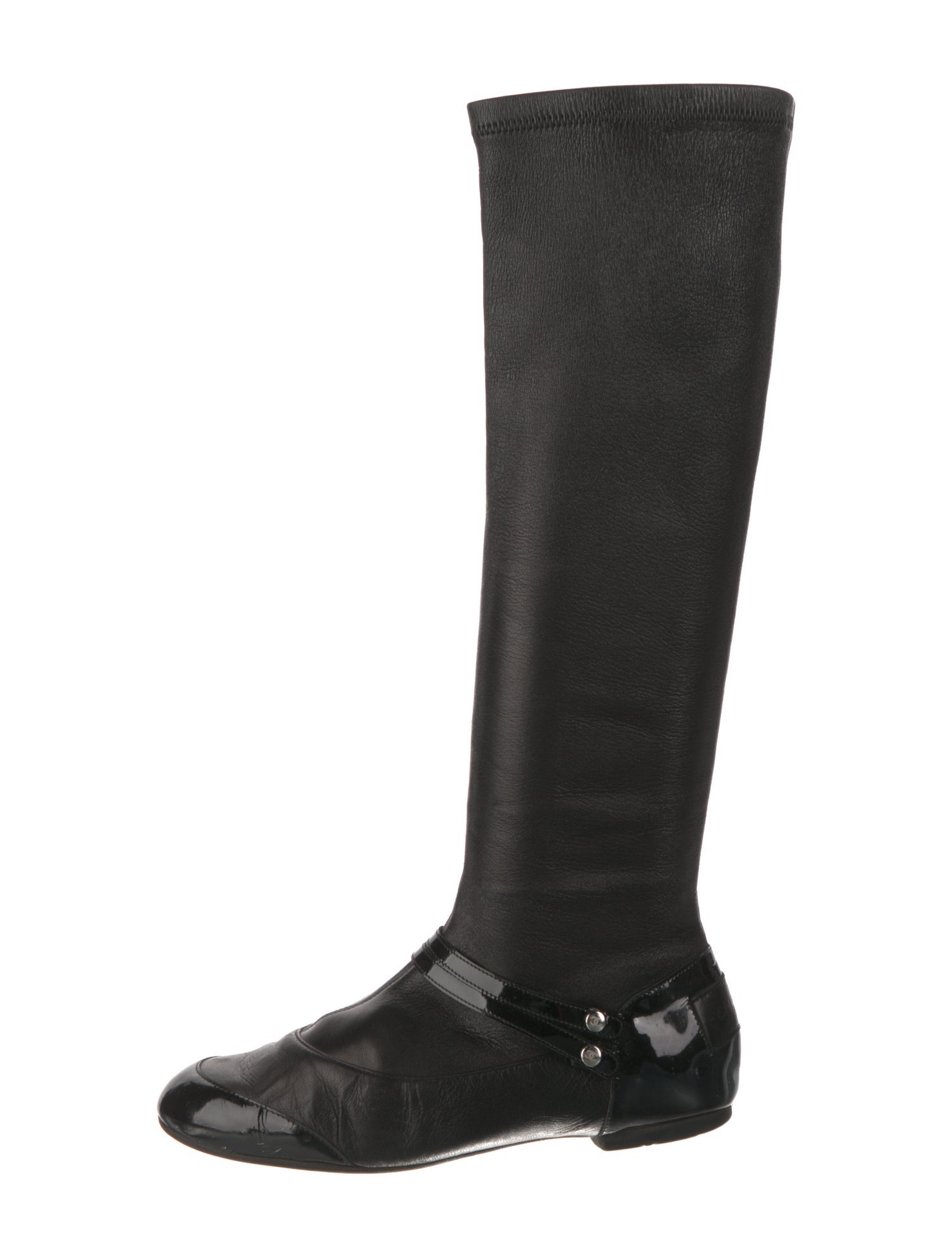 Chanel Interlocking CC Logo Leather Riding Boots
