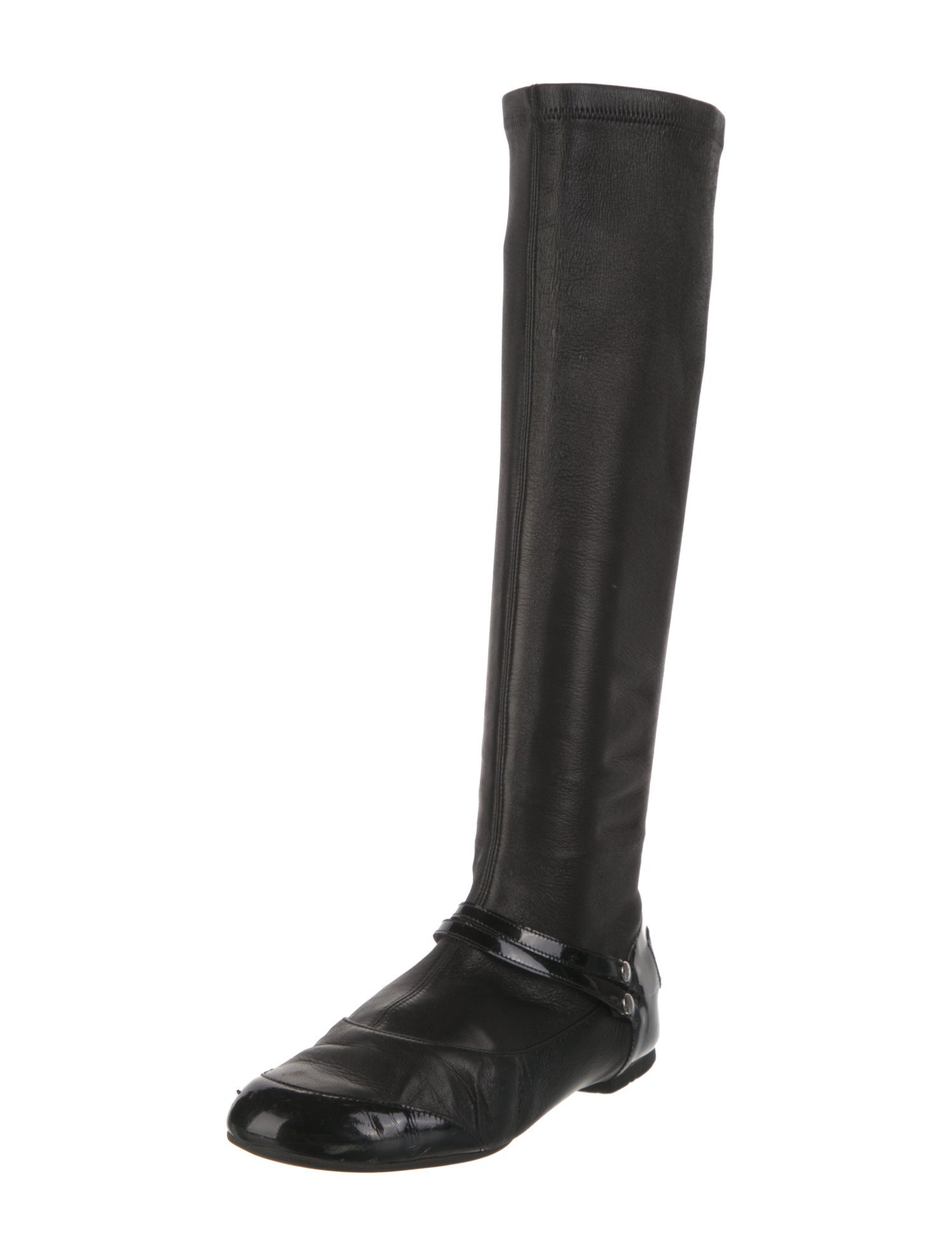 Chanel Interlocking CC Logo Leather Riding Boots