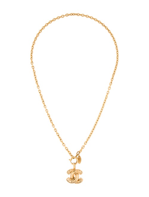 Chanel Vintage Quilted CC Pendant Necklace