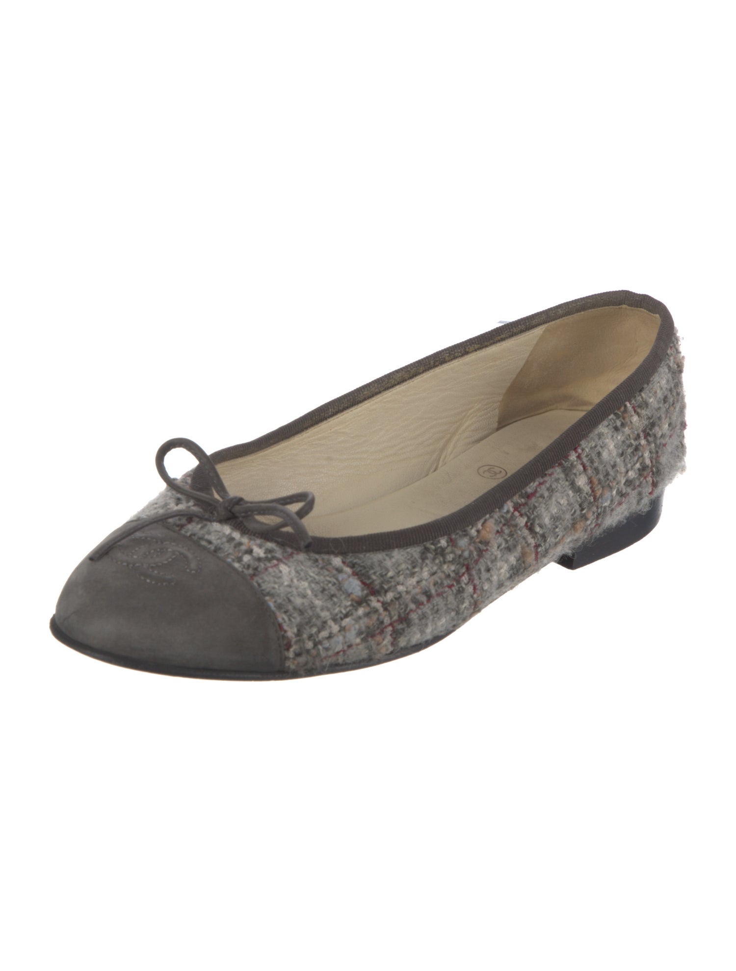 Chanel Interlocking CC Logo Tweed Ballet Flats