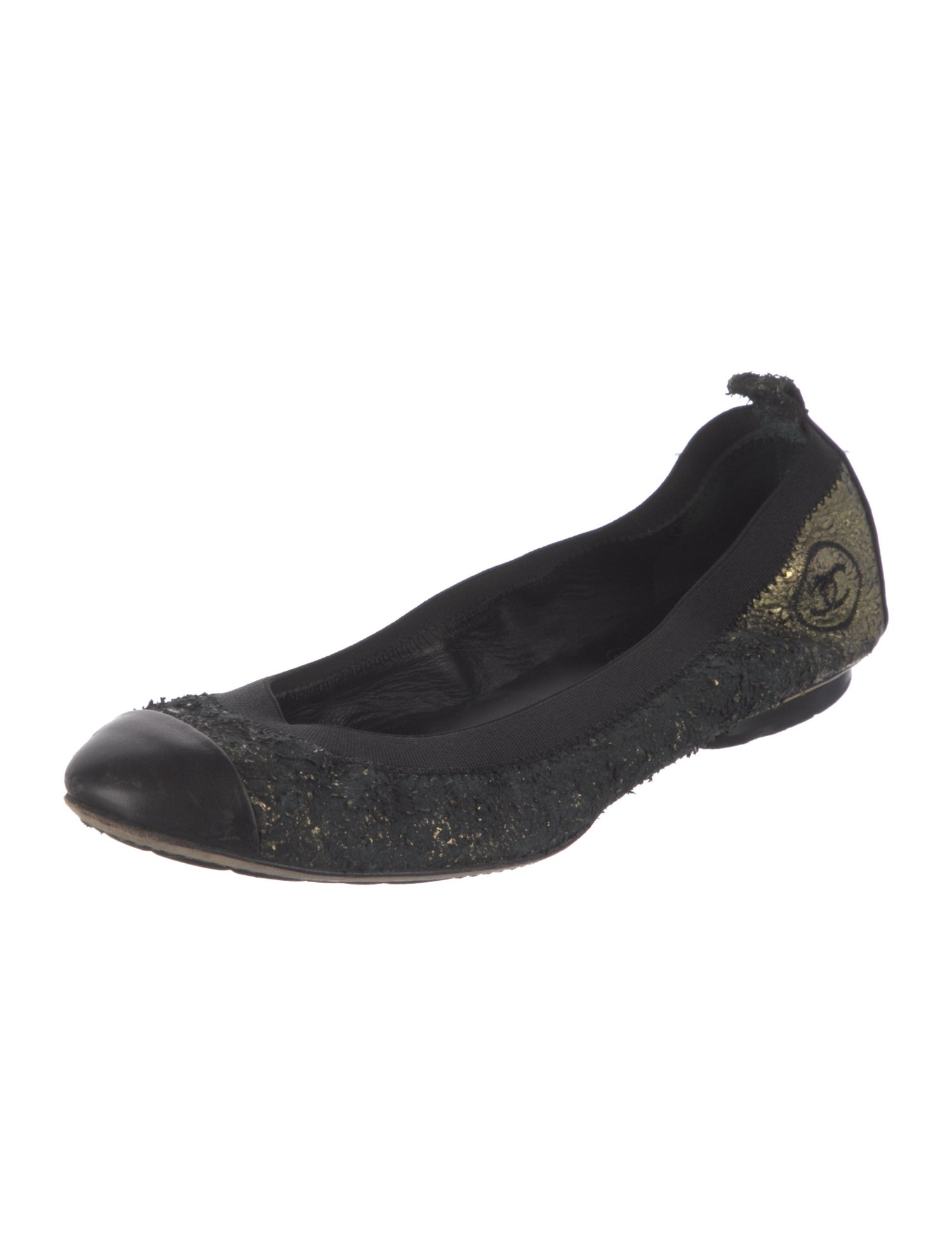Chanel Interlocking CC Logo Calfskin Ballet Flats