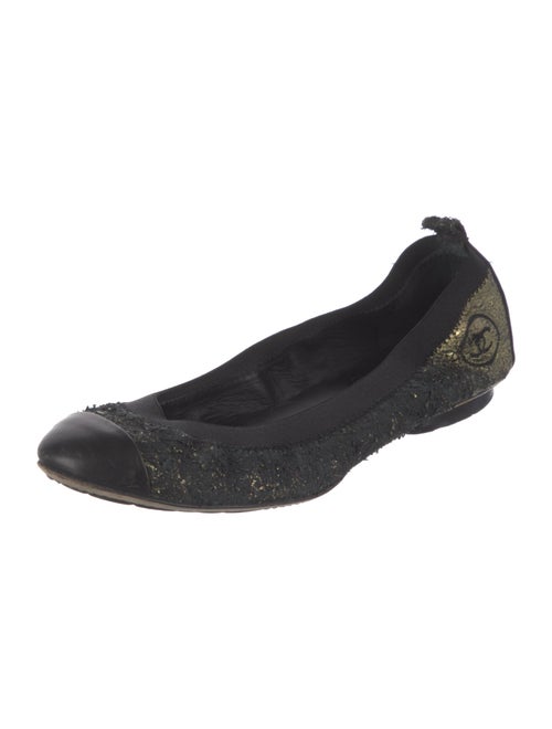 Chanel Interlocking CC Logo Calfskin Ballet Flats
