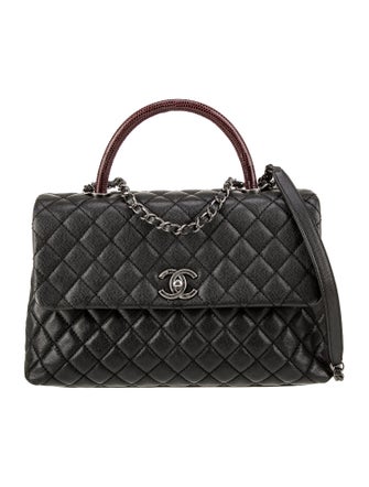 Chanel Medium Lizard-Trimmed Coco Handle Bag