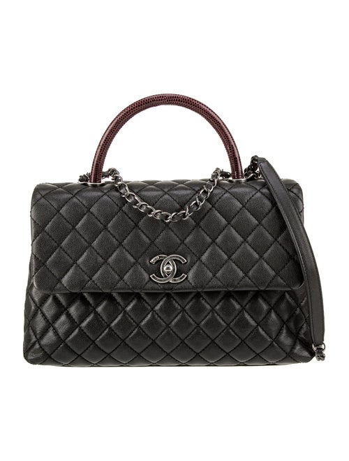 Chanel Medium Lizard-Trimmed Coco Handle Bag