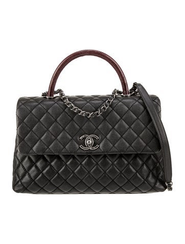 Chanel Handle Bags Medium Lizard-Trimmed Coco Bag