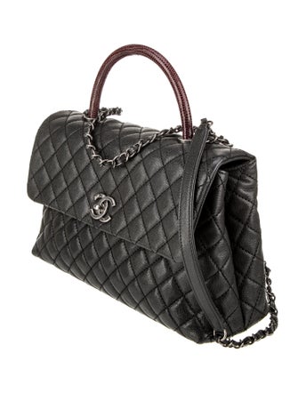 Chanel Medium Lizard-Trimmed Coco Handle Bag