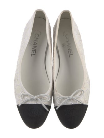 Chanel Interlocking CC Logo Bow Accents Ballet Flats