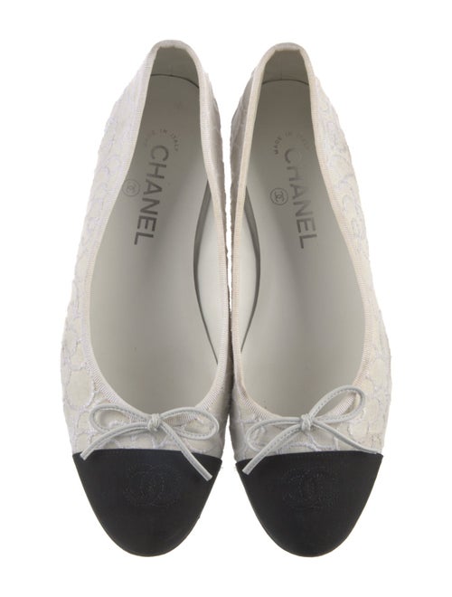 Chanel Interlocking CC Logo Bow Accents Ballet Flats