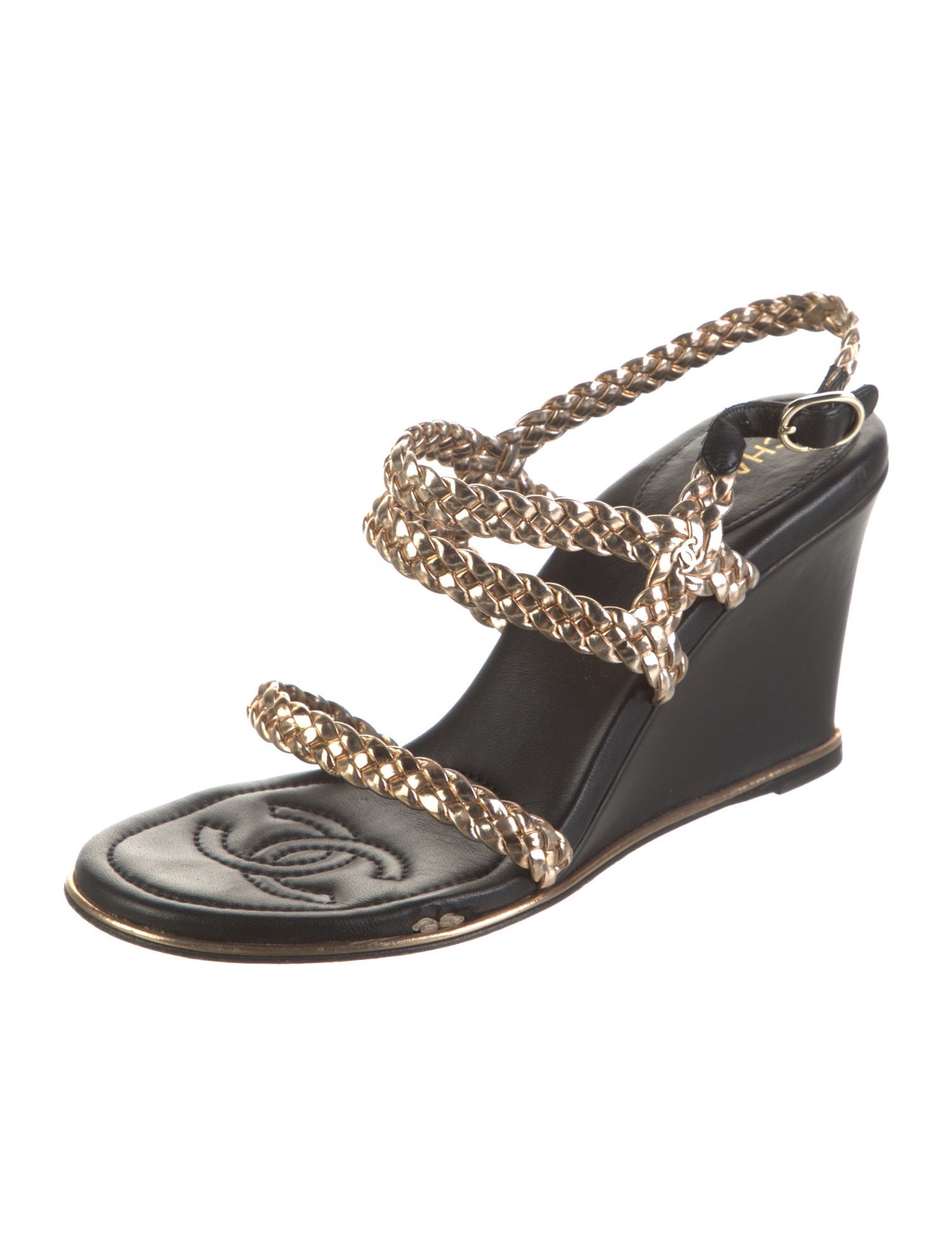 Chanel 2017 Interlocking CC Logo Slingback Sandals