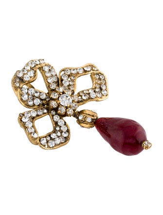 Chanel Vintage Crystal & Gripoix Bow Brooch
