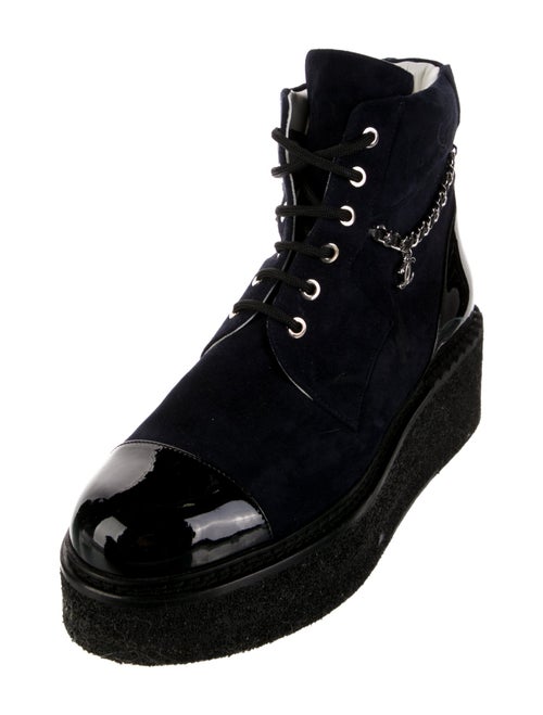 Chanel 2022 Interlocking CC Logo Lace-Up Boots