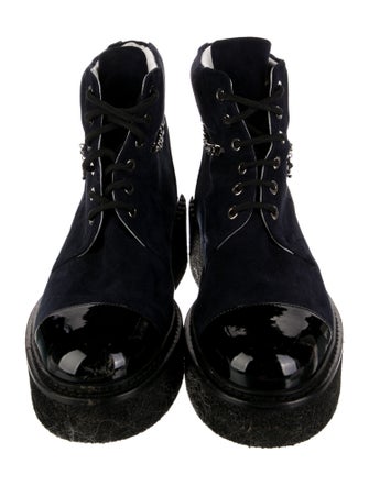 Chanel 2022 Interlocking CC Logo Lace-Up Boots