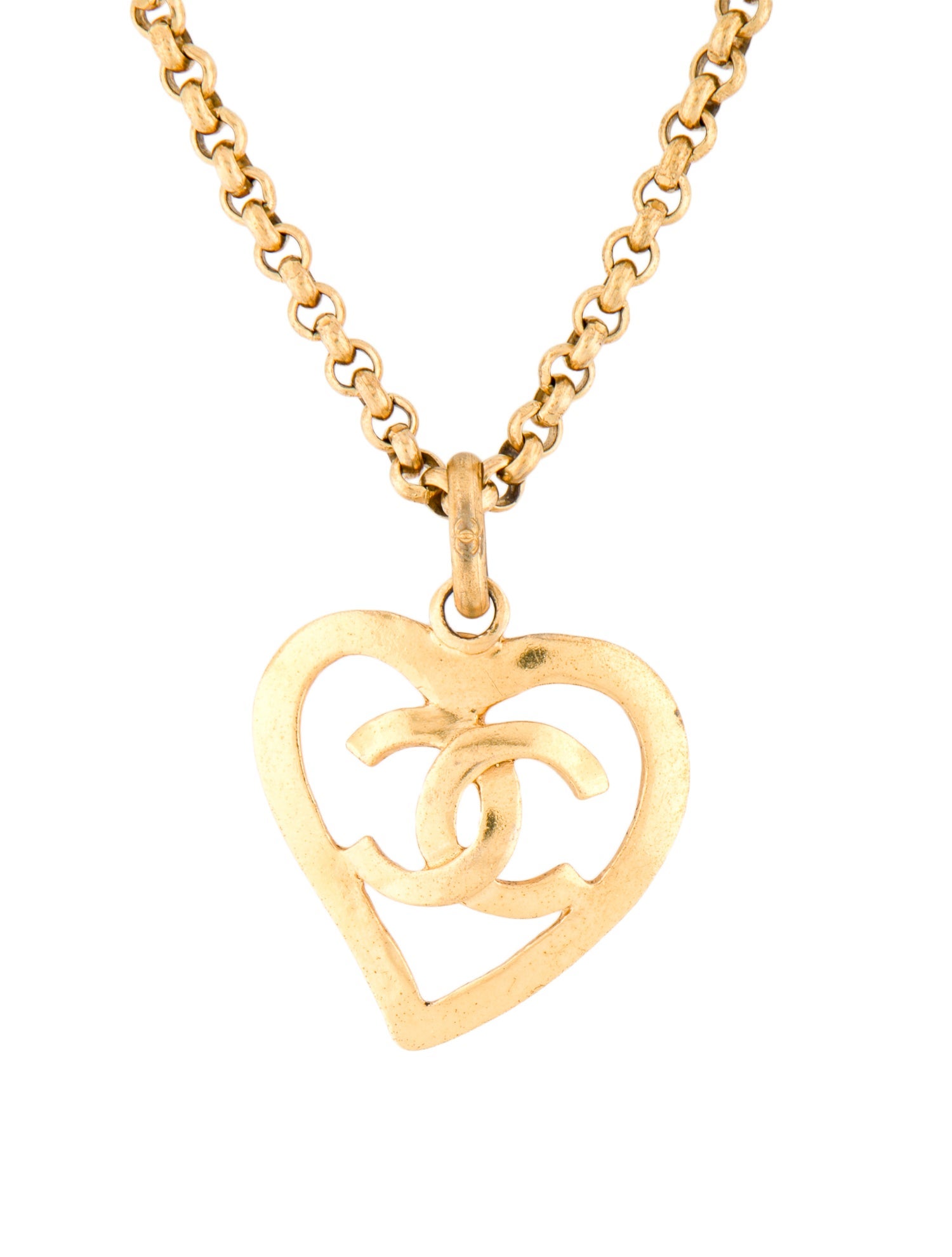 Chanel Vintage CC Heart Pendant Necklace