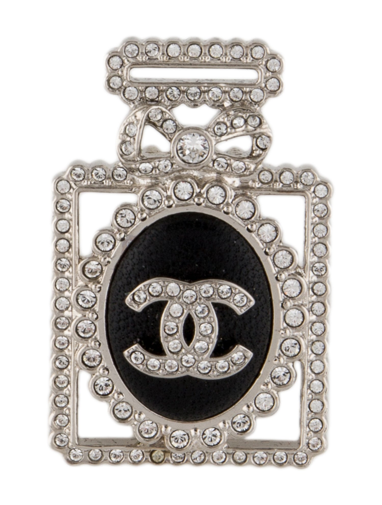 Chanel 2022 Strass & Leather Perfume Bottle Brooch