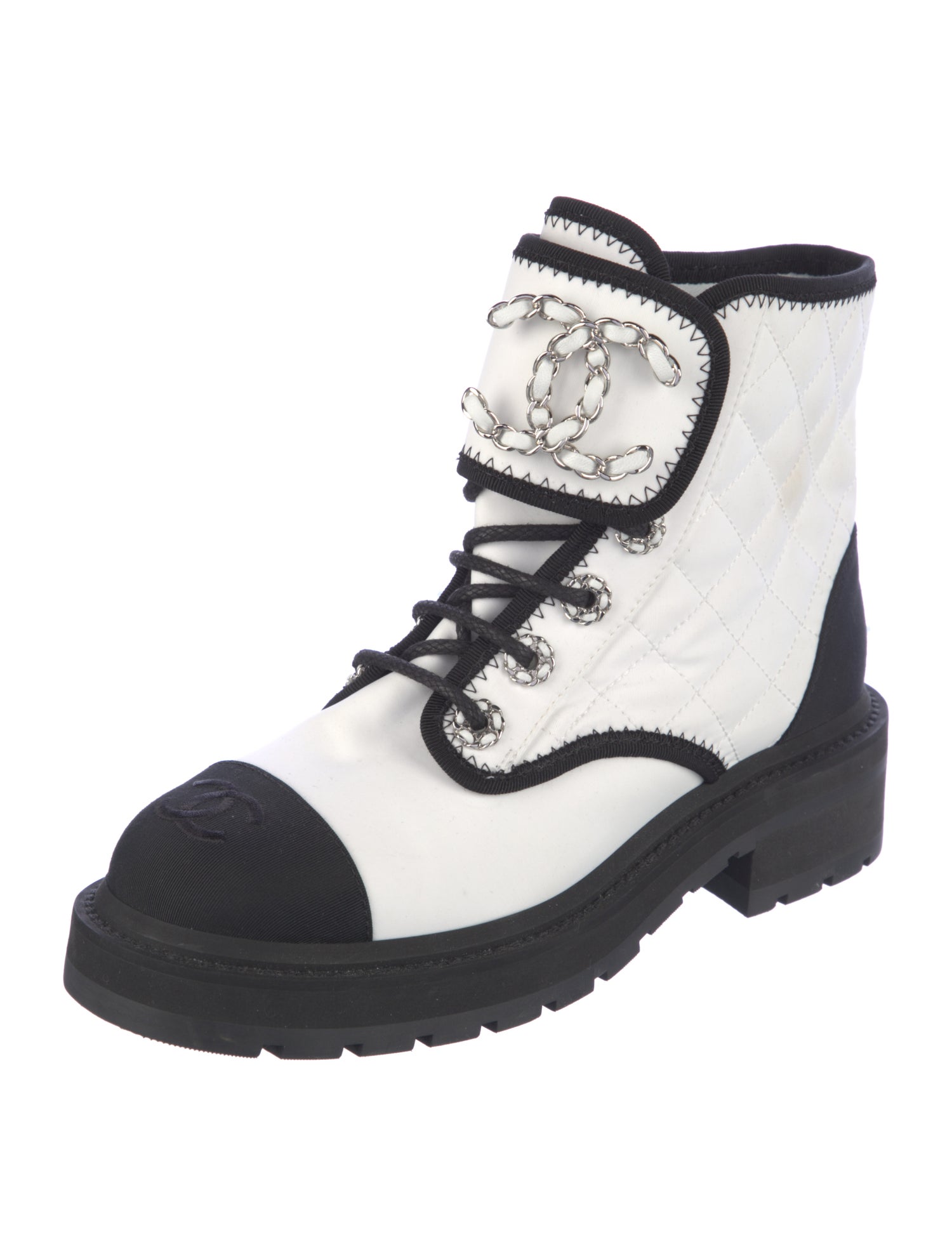 Chanel 2022 Interlocking CC Logo Combat Boots